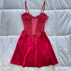 Flora Nikrooz Red Lingerie Lace Chemise Dress
